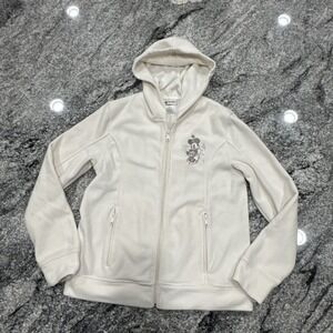 Disney Parks Authentic Minnie Mouse Cream Colored FLEECE Hoodie Size Large #881